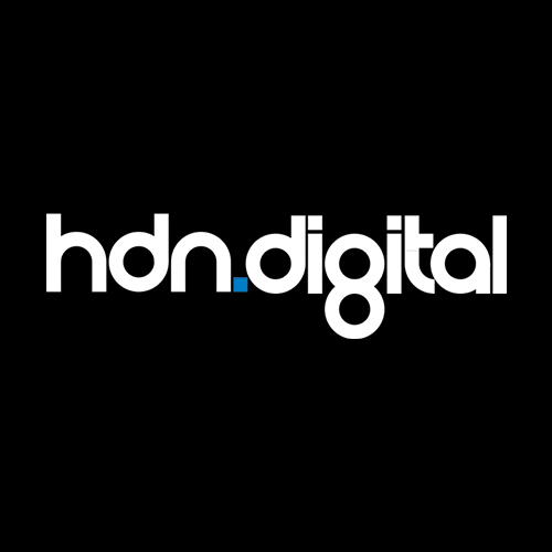 HDN Digital white logo on black background